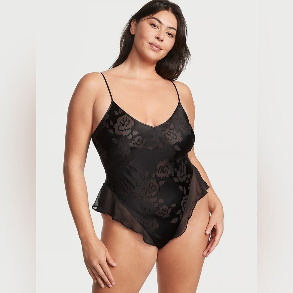 VICTORIA'S SECRET VS Archives Burnout Satin Teddy Lingerie